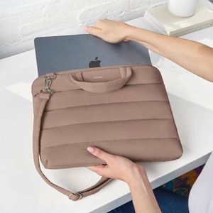 Portable Protective <b>Pillow</b> Quilted Puffy Padded 15-16 Inch Tablet Laptop Carrying Case Sleeve Bag With Strap for Men Women - Product Image 4