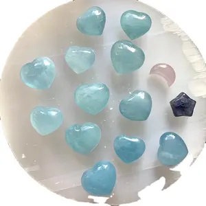1PC Aquamarine Morganite Heart Blue Beryl Gemstone Crystal Mineral Collectible Decor Reiki Specimen Pink Beryl Tumbled Stone