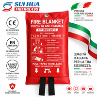 Couverture anti-feu en fibre de verre EN 1869:2019 avec bandes de traction faciles et sac de rangement pour cuisine, maison, hôtel, restaurant
