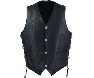 Gilet de moto en cuir noir pour hommes, nouvelle collection 2019 - Product Image 1