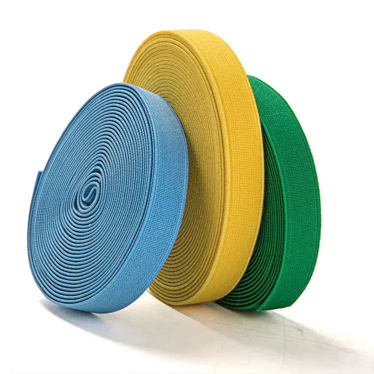Grosir Logo kustom Jacquard warna-warni Anti-slip tenun nilon spandeks Satin pita elastis anyaman untuk celana dalam 25mm