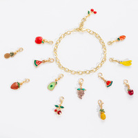 Porte-clés fruits d'été, accessoire fermoir homard en émail, cerise, avocat, pastèque, fraise, breloque pour la fabrication de bracelets et de colliers.
