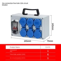 Boîtier d'alimentation étanche IP65 245x145x75mm avec 6 prises 10A et 1 disjoncteur 63A 2P pour distribution extérieure