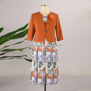 Robe de princesse décontractée à boutons et motifs floraux orange pour femmes grandes tailles, 100 % polyester respirant, longueur genou, tenue d'église - Product Image 6
