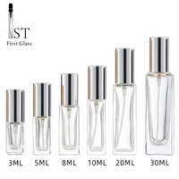 Flacons de parfum carrés en verre transparent de 3 ml, 5 ml, 8 ml, 10 ml, 20 ml, 30 ml, rechargeables, échantillons de parfum, flacons vaporisateurs, impression de logo personnalisée