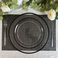 HCMA vente en gros clair noir rose or double jante sous les plaques chargeurs mariage en plastique rond transparent assiette de service 13 pouces