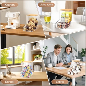 Boîte de rangement de dosettes de café acrylique avec couvercle en bambou Boîte de distributeur de bonbons en vrac Boules de séchage Perles Organisateur de savon en poudre - Product Image 5