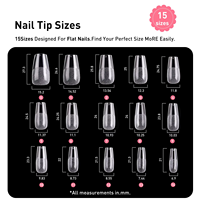 180 faux ongles cercueil semi-mat, 15 tailles, couvrance totale, en gel structuré PMMA, pour salon, vente en gros