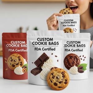 Sacs à biscuits personnalisés, pochettes verticales, qualité alimentaire, BOPP laminé, impression numérique, thermoscellables, approuvés FDA, emballage refermable - Product Image 2