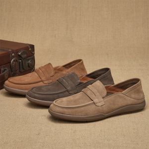 Mocasines de Cuero Genuino para Hombre, Punta Redonda, Sin Cordones, Zapatos Cómodos para Todas las Temporadas, Entresuela de EVA, Suela de Goma - Product Image 3