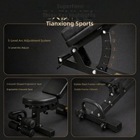 Banc de musculation pliable en forme de croissant pour usage domestique et commercial, avec support réglable pour presse à plat