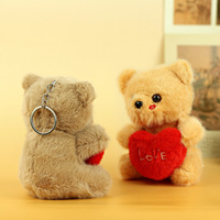 Boneka Teddy Hari Valentine 12cm, Mainan Plush I Love You dengan Gantungan Kunci Hati Merah, Gantungan Kunci Tas Wanita, Liontin Menawan, Hadiah, Ornamen