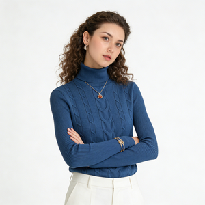 Suéter de <span class=keywords><strong>Cuello</strong></span> <span class=keywords><strong>Alto</strong></span> Personalizado de Algodón para <span class=keywords><strong>Mujer</strong></span>, <span class=keywords><strong>Jersey</strong></span> de Punto de Invierno, Suéter de <span class=keywords><strong>Cuello</strong></span> <span class=keywords><strong>Alto</strong></span> de Algodón para <span class=keywords><strong>Mujer</strong></span> - Product Image 5