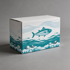 Caja para Atún con Gráficos Personalizados, Blanca, Impermeable, de Cartón Corrugado de Alta Resistencia, Caja de Empaque para Mariscos - Product Image 1