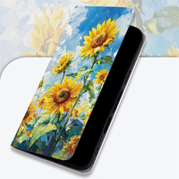 Étui portefeuille en cuir Lichicase motif tournesol et lavande pour Realme C100 C100x C100i avec support réglable