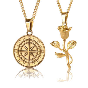 Hadiah Terbaik Keberanian Perhiasan Pria Kalung Hiphop Liontin Baja Nirkarat 18K Berlapis Emas Kalung Sayap Bulu Malaikat - Product Image 6