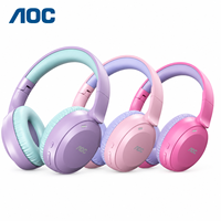 Headphone Nirkabel AOC OEM untuk Anak, Over-Ear dengan Driver Dinamis 40mm, Headset Stereo untuk Anak Perempuan, PC, Ponsel, Perjalanan, Hadiah
