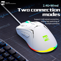 R8-G305 ringan 2.4G & berkabel dapat diisi ulang RGB Backlit 6D Gaming Mouse