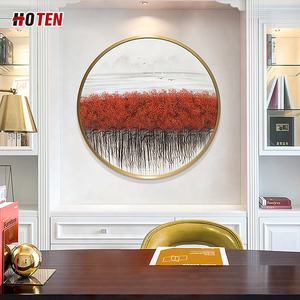 Dipinto a olio moderno paesaggio minimalista dipinto a mano <span class=keywords><strong>murale</strong></span> in <span class=keywords><strong>legno</strong></span> per la decorazione della parete del soggiorno include tela sospesa e Base - Product Image 4