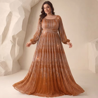Robe de soirée élégante la plus populaire pour femmes grandes tailles, col carré, manches longues, pailletée, taille haute, couleur orange, pour le printemps