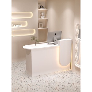 Comptoir de réception moderne et minimaliste en bois et métal, couleur personnalisable, pour salon de beauté, bar ou caisse enregistreuse - Product Image 1