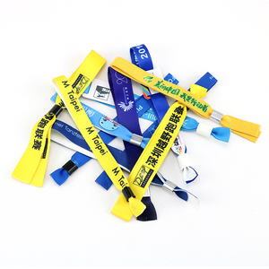 Personalizado Jacquard tejido poliéster Festival tela pulsera barata promocional Slide Lock pulsera para boda eventos evento textil - Product Image 1