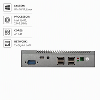 Mini PC OEM sin Ventilador J6412 de Cuatro Núcleos, DDR4 SODIMM, M.2 NVMe, Doble LAN, HDMI, DP, Computadora Industrial para IoT y Computación en el Borde
