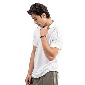 เสื้อโปโลแขนสั้นสีขาวล้วนสำหรับผู้ชาย ผ้าอ๊อกซ์ฟอร์ด ระบายอากาศได้ดี ดีไซน์ลำลอง ทรงปกติ - Product Image 2
