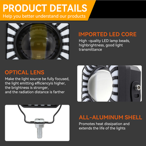 Front Square LED Motorcycle <b>Spotlight</b> 6000K 8000LM IP67 Waterproof Aviation Aluminum Yellow White Light for Scooter/Moto Road - Product Image 5