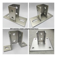Support photovoltaïque en acier inoxydable 304 avec base en C soudée, accessoires de pied de colonne fixe, modèle de pied de fixation pour panneaux solaires