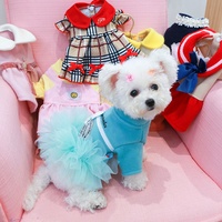 Luxueux ours en peluche chiot vêtements Floral perle dentelle Tweed jupe rouge à lèvres laine jupe gris étoile en mousseline de soie jupe mignon fait Polyester