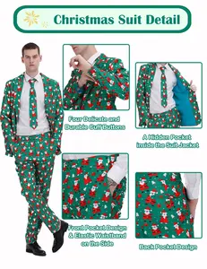 大人のクリスマスのお祝いのためのパンツ付き男性ポリエステルボールコスチュームのためのクリスマスパーティードレススーツ