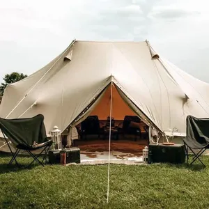 6*4M Luxury Large Size Outdoor Glamping Waterproof Poly Cotton Canvas Safari Emperor Bell Tent