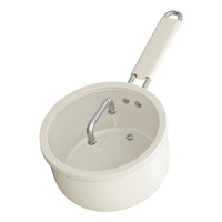 Ensemble de casseroles et poêles en céramique blanche antiadhésive en aluminium pour induction avec poignées en acier inoxydable, vente en gros d'usine, batterie de cuisine