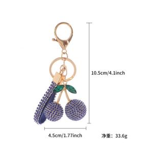 Rhinestone Cherry Charm Keychain Crystal <b>Key</b> <b>Ring</b> Bag Pendant Ornaments for Women Men Pendant <b>Accessories</b> Valentine's Day Gift - Product Image 5
