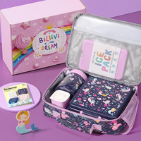OEM ODM Violet Boîte à lunch promotionnelle hermétique de 41oz à 4 compartiments pour enfants de la nouvelle école avec cuillère et fourchette pour filles
