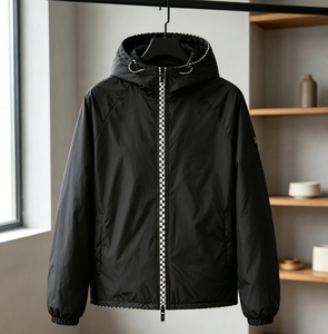 Chaqueta parka con capucha para hombre, poliéster, impermeable, de secado rápido, con cremallera, corte regular, ropa exterior - Product Image 4