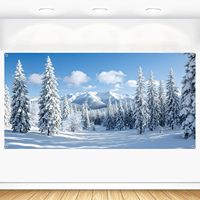 Toile de fond de Noël avec cannes en sucre, scène hivernale enneigée, arbre de Noël, fond photographique, décorations de Noël et du Nouvel An, bannière