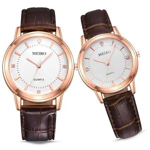 Men Women couple Wrist Watches Simple Casual Leather belt Quartz Watches Clock gift for lover