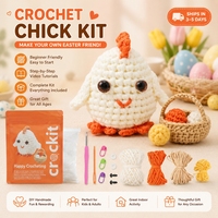 Kit de crochet pour débutants pour réaliser un poussin de Pâques en peluche - Textile et tissu doux pour adultes