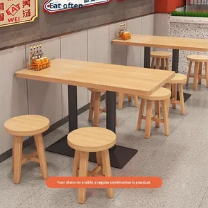 Ensemble de chaises de <span class=keywords><strong>table</strong></span> modernes pour restauration rapide <span class=keywords><strong>Tabouret</strong></span> en bois massif pour restaurant commercial Cantine pour <span class=keywords><strong>snack</strong></span> simple Chaîne de nouilles - Product Image 6