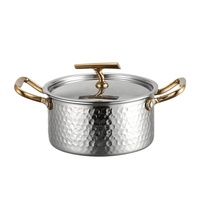 Marmite de cuisson en acier inoxydable 304 à 3 couches, motif martelé, petite, pour cuisine domestique et restaurant
