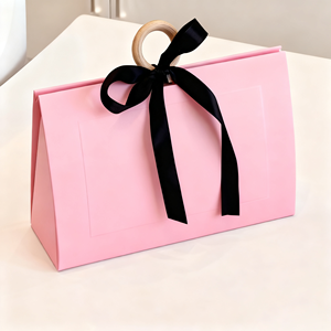 Luxury Wooden Ring <b>Ribbon</b> Handbag <b>Gift</b> Box Wholesale Custom Logo Paper Packaging Box for Souvenir <b>Gifts</b> - Product Image 3