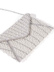Bolso de Mano de Lujo Marca Bell con Perlas y Diamantes de Imitación Blancos para Bodas, Tipo Sobre, Alta Calidad, Joyería para Mujer, Diseño 5A - Product Image 6