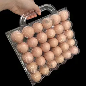 Disposable 30 Holes Egg Packing Tray Suppliers Transparent Pet Plastic Blister Trays For Eggs With Handle