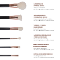 Premium Synthetik-Haar Make-up Pinsel Set mit Holz-/Kunststoffgriffen 6-teiliges Augen- & Gesichts-Reiseset in Schwarz/Gold