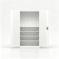 Armoire à outils en acier robuste OEM en gros avec étagères fixes, porte perforée, capacité de 300 kg, serrure à clé pour garage/atelier