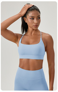 Soutien-gorge de sport croisé pour femme, col carré, avec coussinets amovibles, maintien léger, idéal pour le yoga, la gym et la course à pied - Product Image 2