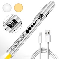 Lampe torche médicale multifonctionnelle jaune et blanche à LED, indice de protection IP65, faisceau réglable, rechargeable par USB, avec échelle
