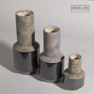 Merlin Living antico fiore vaso nero Beige cilindro per la casa artigianale in ceramica e porcellana Fleurs Keramik <span class=keywords><strong>Antik</strong></span> - Product Image 3